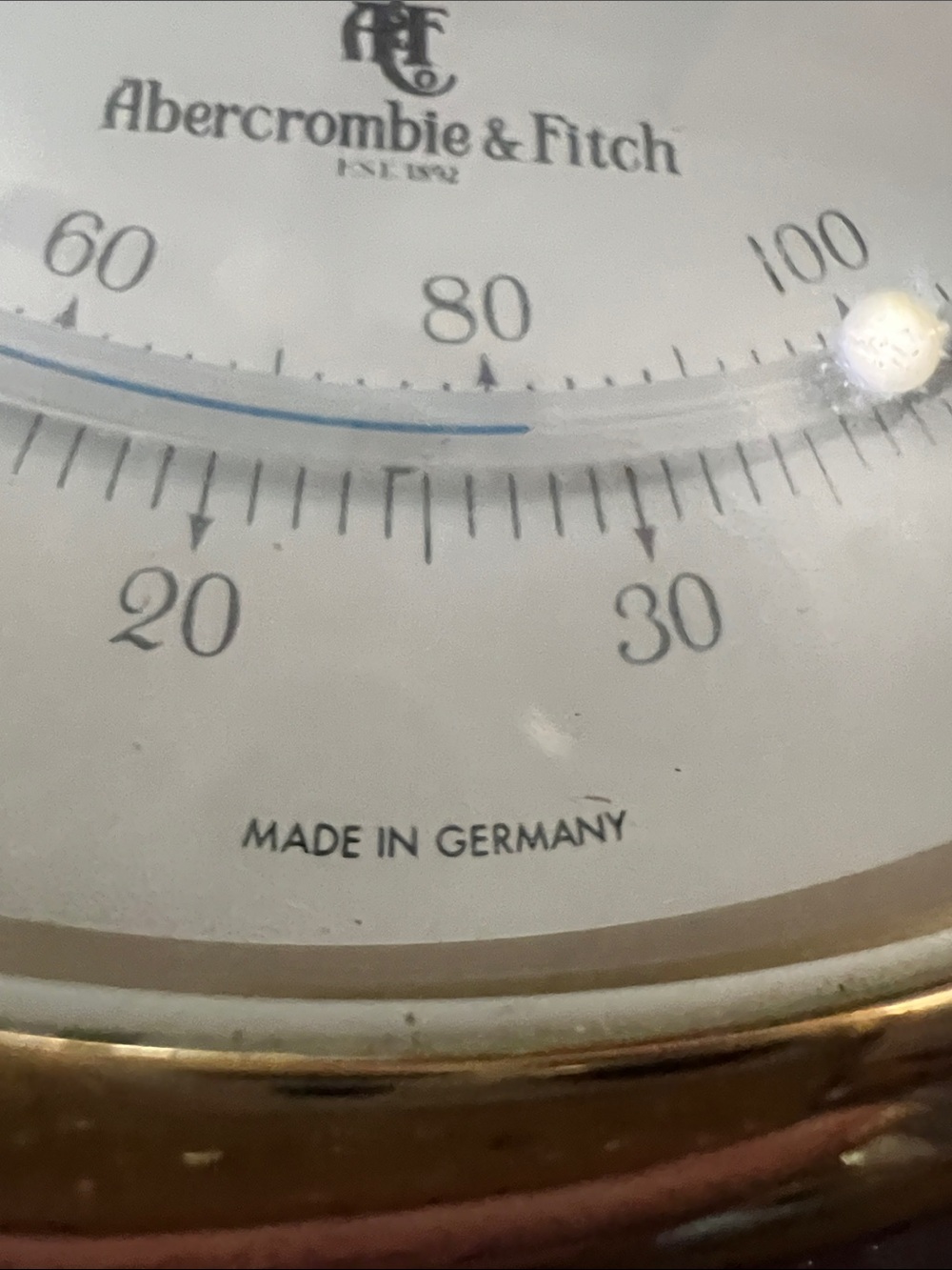 Abercrombie & Fitch Beveled Mahogany and Brass Wall Barometer - Picture 11 of 12